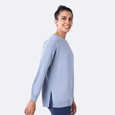 Women Navy At Ease Cotton Knit Half Sleeve Top