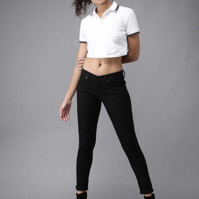 Women Black Skinny Fit Mid-Rise Clean Look Stretchable Jeans