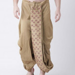 Men Beige & Maroon Printed Dupion Silk Dhoti