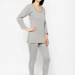 Women Striped Thermal Set