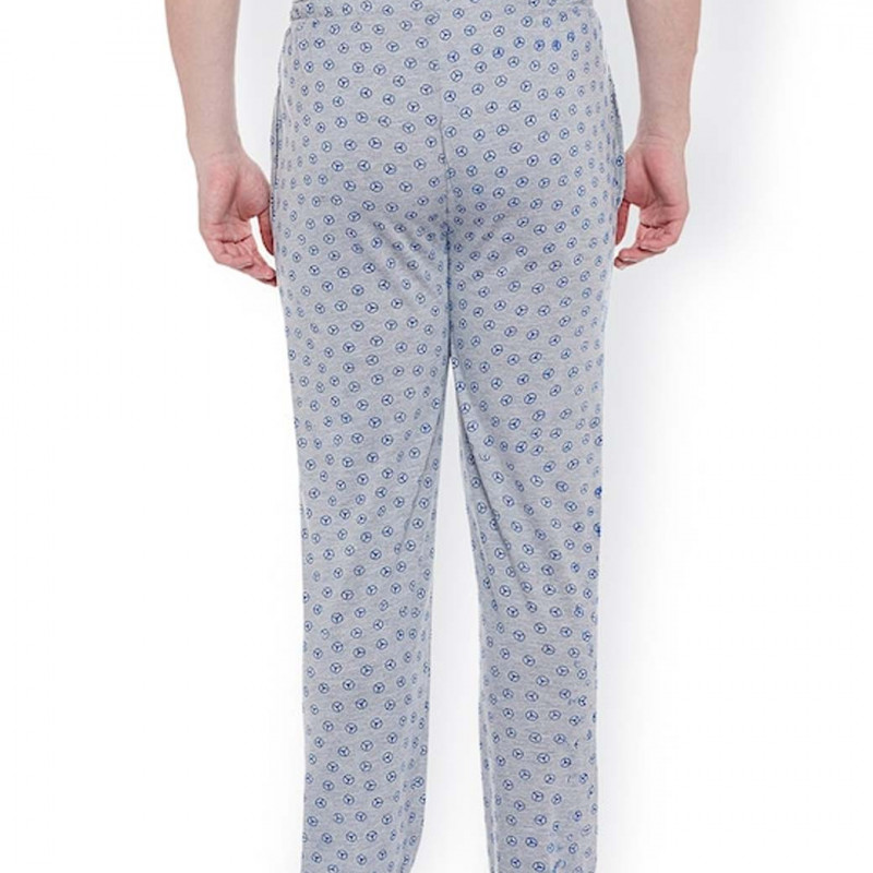 Men Grey Melange Printed Lounge Pants