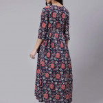 Blue Floral Maternity Cotton Maxi Dress